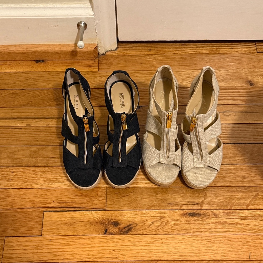 Michael Kors Berkeley Zipper Espadrille Platform Wedge Sandal - bundle of 2